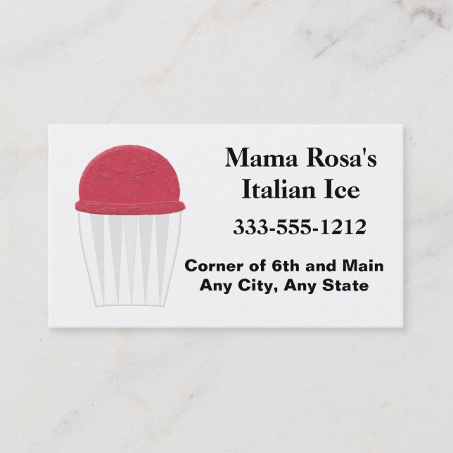 Italian Ice Vendor or Shop Business Card (Front)