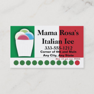 Italian Ice Vendor or Shop with Flag colours Loyalty Card