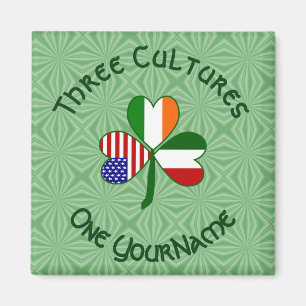Italian Irish American Shamrock Flag Personalised  Magnet