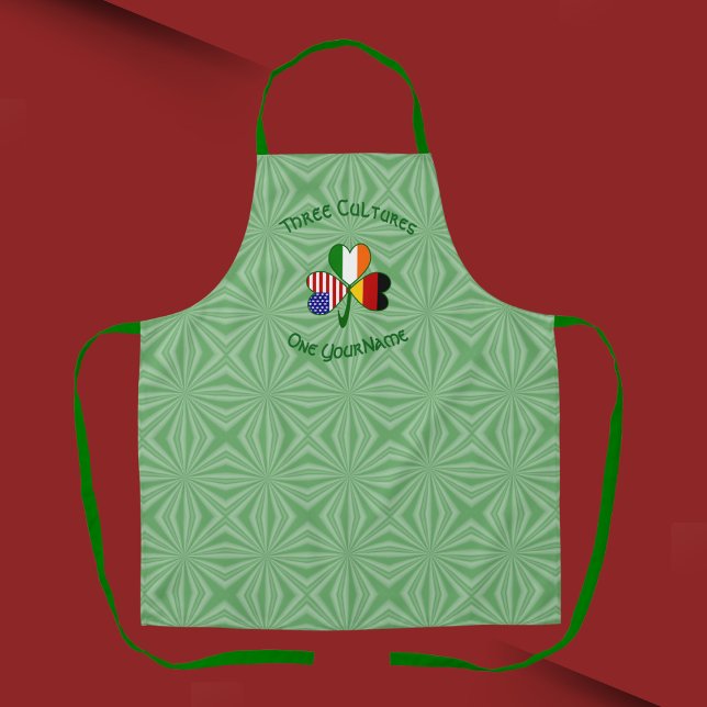 Italian Irish American Shamrock Personalised  Apron (Creator Uploaded)