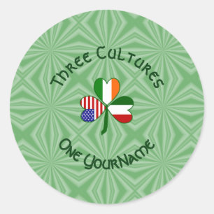 Italian Irish American Shamrock Personalised Classic Round Sticker