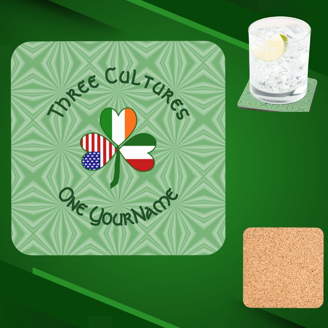 Italian Irish American Shamrock Personalised  Coaster (Creator Uploaded)
