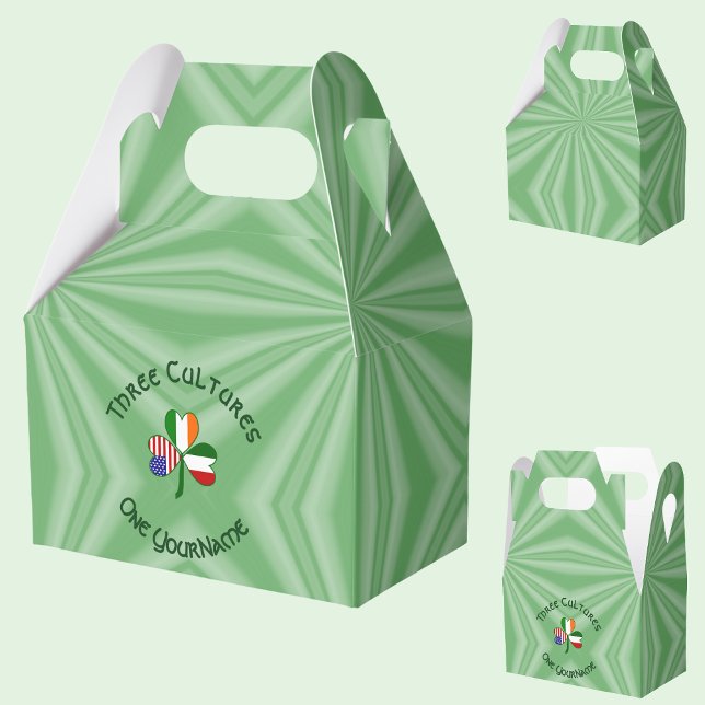 Italian Irish American Shamrock Personalised Gable Favour Box (Creator Uploaded)