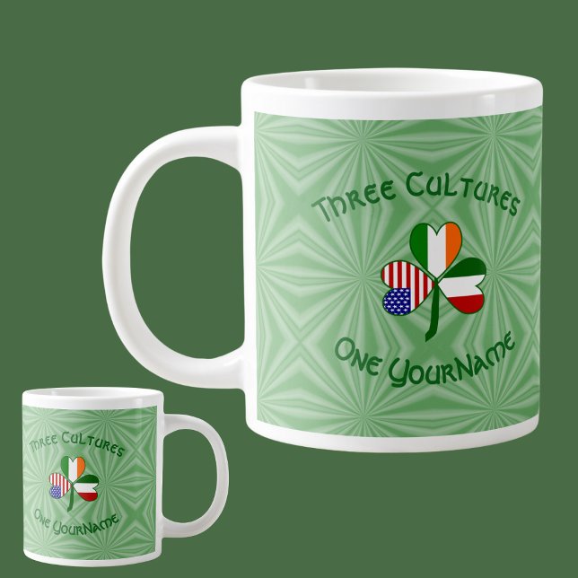 Italian Irish American Shamrock Personalised Large Coffee Mug (Creator Uploaded)