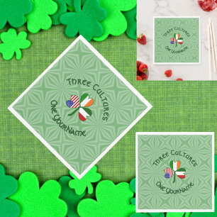 Italian Irish American Shamrock Personalised  Napkin