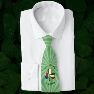 Italian Irish American Shamrock Personalised  Tie