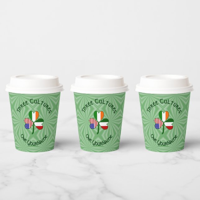 Italian Irish American Shamrock Personalized Text Paper Cups (Multi)