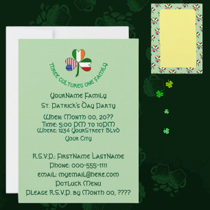 Italian Irish USA Shamrock St Patrick's Day Party  Invitation