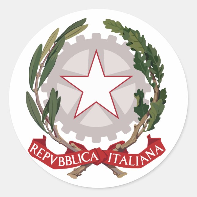 Italian Italy Official Coat Of Arms Heraldry Classic Round Sticker (Front)