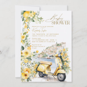 Italian Italy Positano Amalfi Vespa Baby Shower Invitation