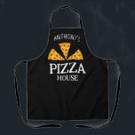 Italian kitchen custom name pizza house restaurant apron<br><div class="desc">Stylish hand drawn italian kitchen apron for personalised gifts. Italian pizza drawing with custom name for pizza house. Collection of whymsical drawings in kitchen art theme. Inspired by Italian vintage cooking, Italian food recipes and vegan healthy veggies. Examples of coffee pots, sardines, kitchen supplies, herbs, whisks, italian quotes, french quotes,...</div>