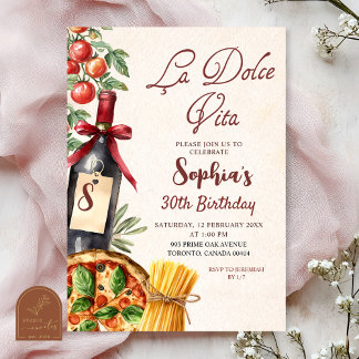 Italian La Dolce Vita Adult Birthday Invitation