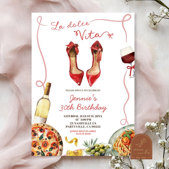 Italian La Dolce Vita Adult Woman Birthday  Invitation (Creator Uploaded)