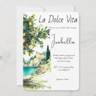 Italian La Dolce Vita Bridal Shower Invitation