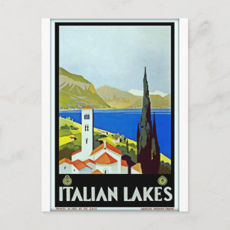 Italian Lakes District Vintage Travel Poster Postcard