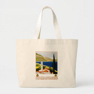 Italian Lakes Vintage Travel Italy Large Tote Bag