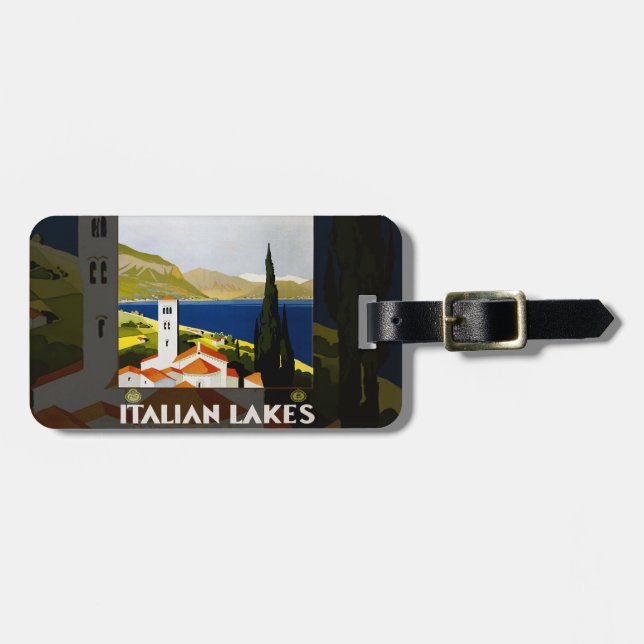 Italian Lakes Vintage Travel Italy Luggage Tag (Front Horizontal)