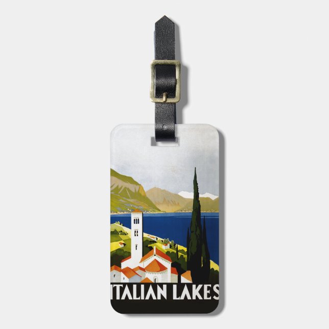 Italian Lakes Vintage Travel Italy Luggage Tag (Front Vertical)