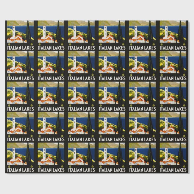 Italian Lakes Vintage Travel Italy Wrapping Paper (Flat)