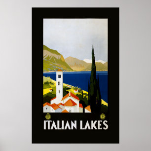Italian Lakes Vintage Travel Poster