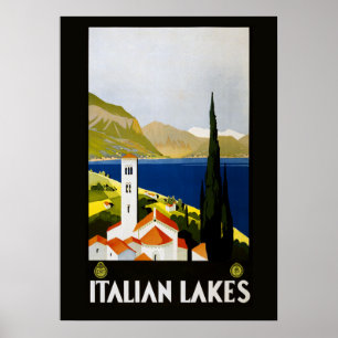 Italian Lakes Vintage Travel Poster