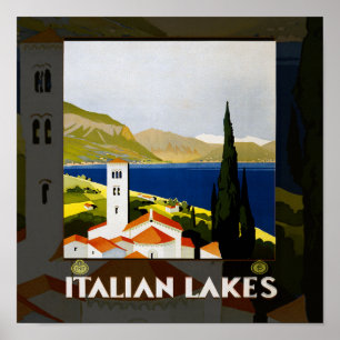 Italian Lakes Vintage Travel Poster Art