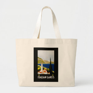 Italian Lakes Vintage Travel Poster Large Tote Bag