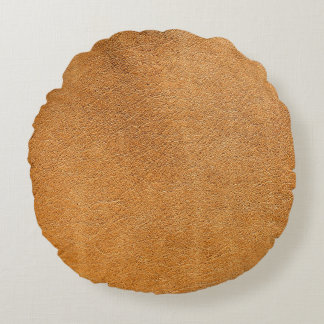 Italian Lambskin Leather: Vintage Texture Round Cushion