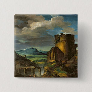 Italian Landscape or, Landscape with a Tomb 15 Cm Square Badge