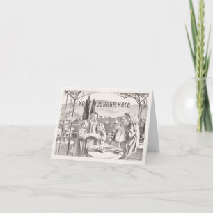 Italian landscape with mother and child and three  thank you card