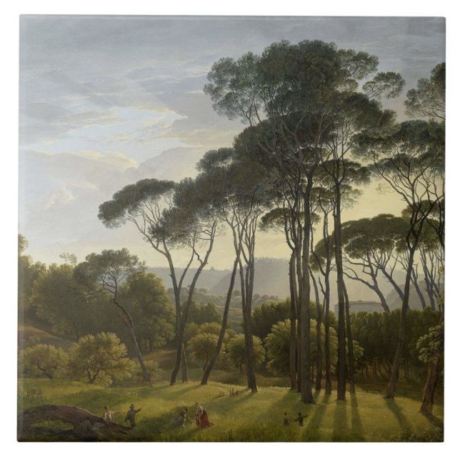 Italian Landscape with Umbrella Pine Trees (Voogd) Ceramic Tile (Front)