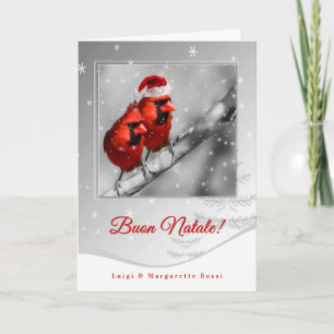 ITALIAN Language Christmas Red Cardinals Holiday Card