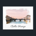 ** Italian Language Firenze Italia AP12 Florence Postcard<br><div class="desc">Florence Firenze a BRIDGE POST CARD POSTCARD - Lovely Artistic Creative Unique. (Search AP12 for similar items) PERSONALIZE the text as you wish. Modern Popular Artsy artistic painting style Digital Painting of Bridge in FLORENCE FIRENZE in Italy / Italia in a Grunge Style Artsy WHITE Frame. This design was made...</div>