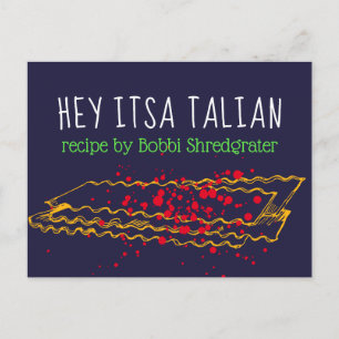 Italian lasagne pasta personalised recipe card