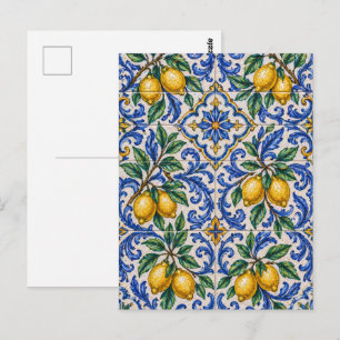 Italian Lemon Azulejo Tile Postcard