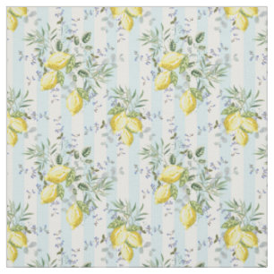 Italian Lemon Blossom Floral Stripe Mediterranean Fabric
