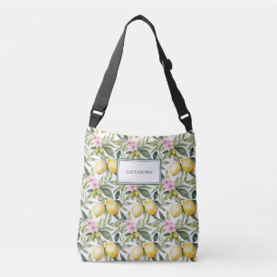 Italian Lemon Blossom Mediterranean Watercolor Crossbody Bag