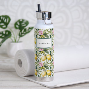 Italian Lemon Blossom Mediterranean Watercolor Water Bottle