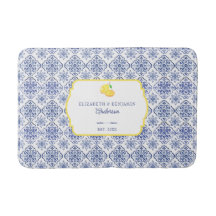 Italian Lemon Blue Tile Personalised Mediterranean