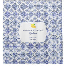 Italian Lemon Blue Tile Personalised Mediterranean