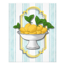 Italian Lemon Bowl Kitchen Print | Coastal 