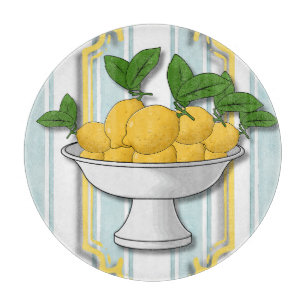 Italian Lemon Bowl Kitchen Print   Coastal  Cutting Board