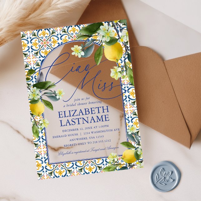 Italian Lemon Bridal Shower Acrylic Invitations (Italian Lemon Bridal Shower Acrylic Invitations)