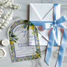 Italian Lemon Bridal Shower Acrylic Invitations