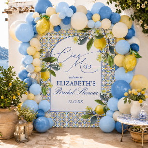 Italian Lemon Bridal Shower Backdrop Tapestry