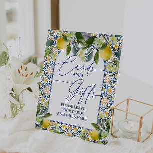 Italian Lemon Bridal Shower Cards and Gifts Pedestal Sign