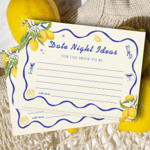 Italian Lemon Bridal Shower Date Night Ideas Cards