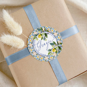Italian Lemon Bridal Shower Grazie Classic Round Sticker