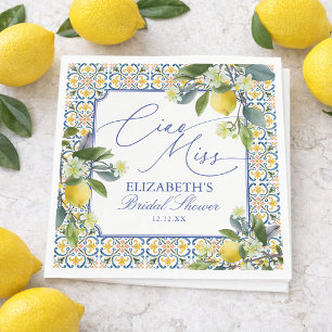 Italian lemon bridal shower napkins