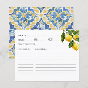 Italian Lemon Bridal Shower Recipe Keepsake